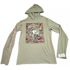 Jurassic Park Universal Studios Long Sleeve Hooded Shirt T-Rex Boy XL New w Tags